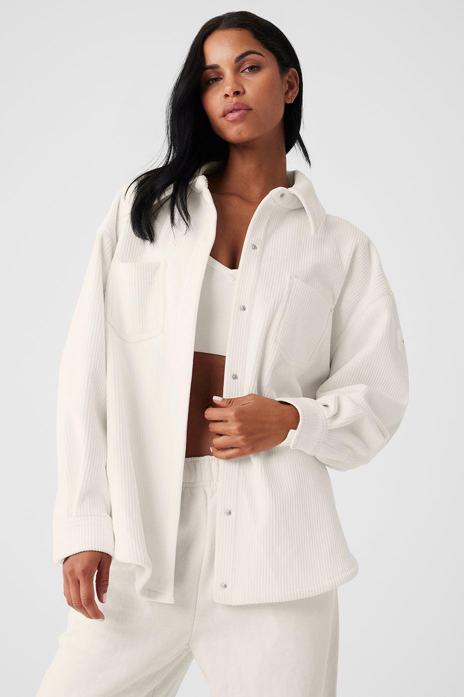 Ribbed Velour Mountain Side Shacket - Ivory Female Product Image