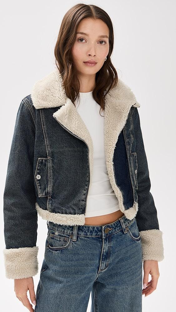 ABRAND Sherpa Quinn Nightlife Denim Jacket | Shopbop Product Image