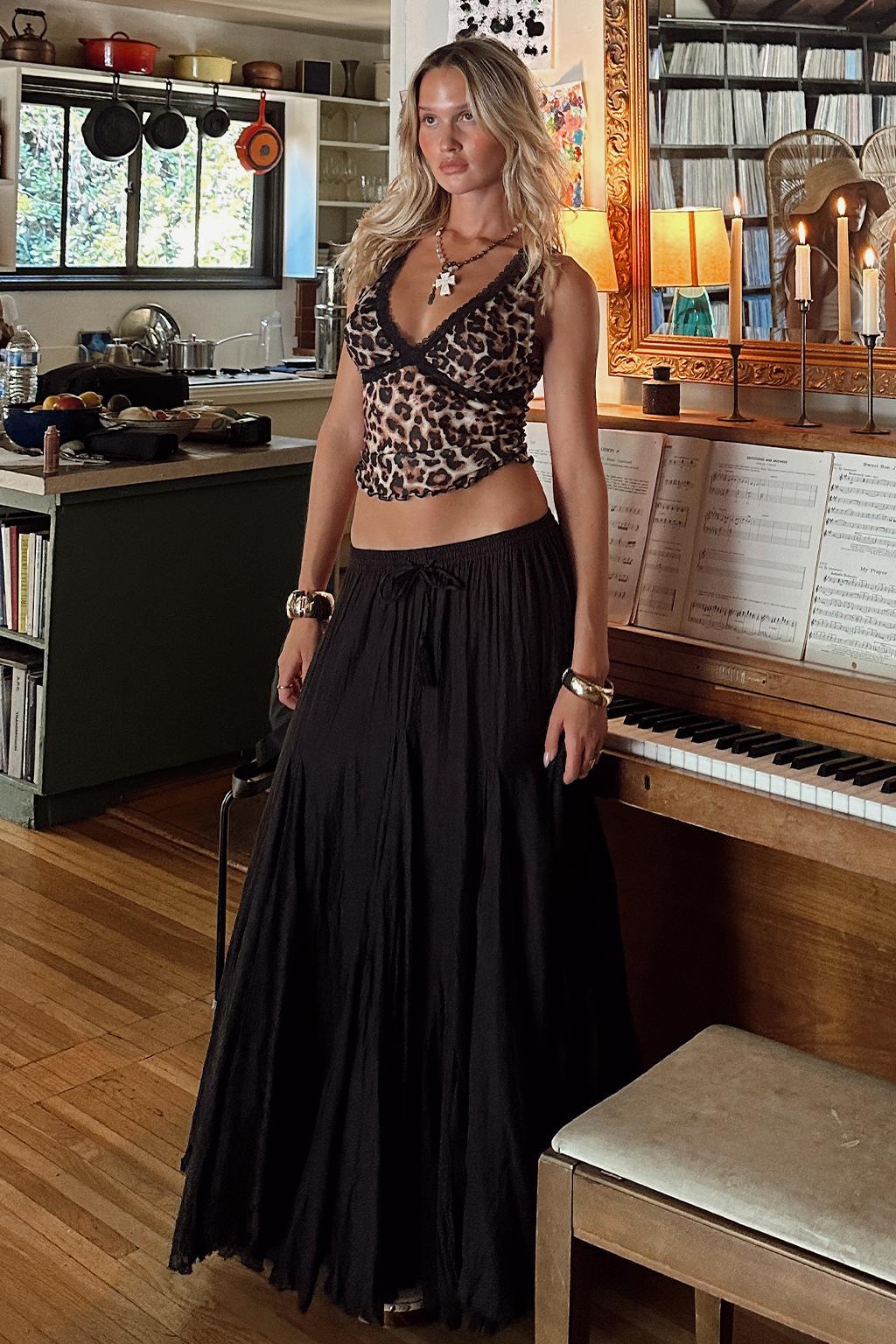 Violetta Black Gauze Maxi Skirt Product Image