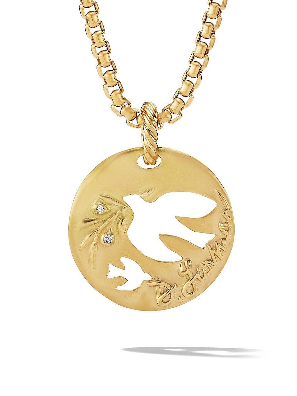 Womens DY Elements Dove Pendant In 18K Yellow Gold With Diamonds Product Image