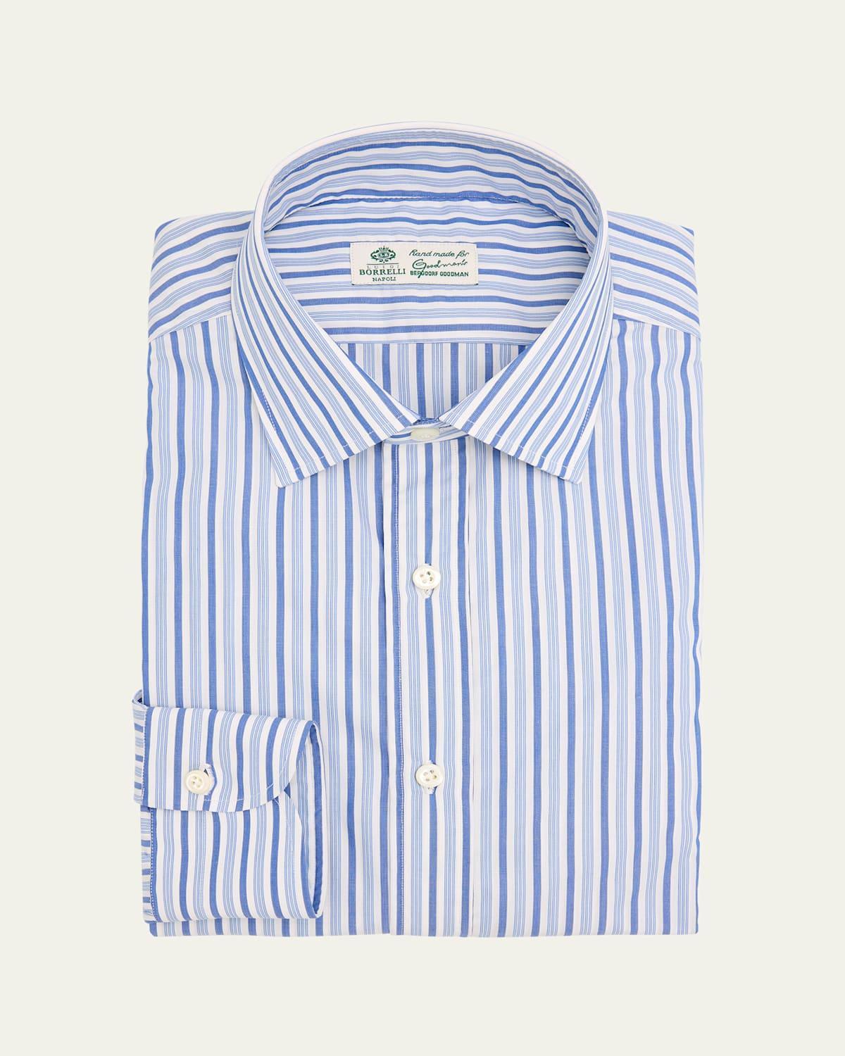 Mens Cotton Multi-Stripe Dress Shirt Product Image