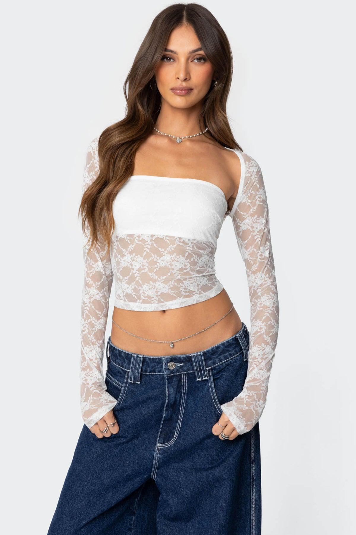 Addison Sheer Lace Two Piece Top Product Image