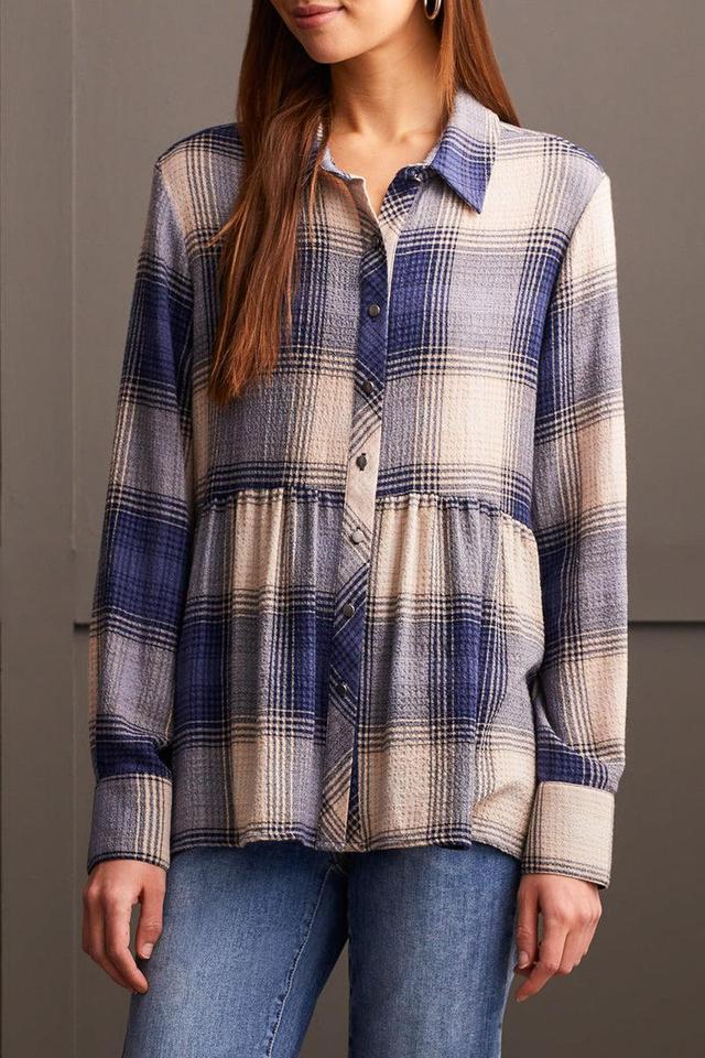 Plaid Peplum Button-Up Product Image