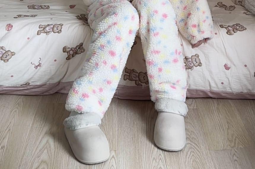 Hooded Dotted Fleece Pajama Set Product Image