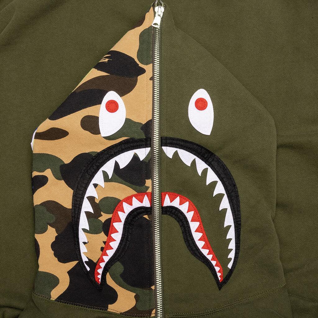 Military Shark Relaxed Fit Full Zip Hoodie - Olive Drab Male Product Image