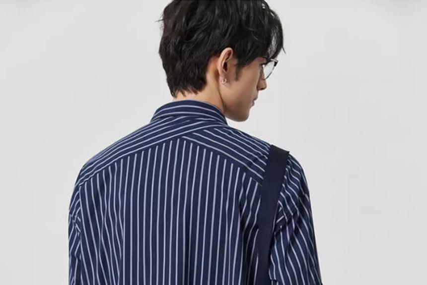 Long-Sleeve Striped Button-Up Shirt Product Image