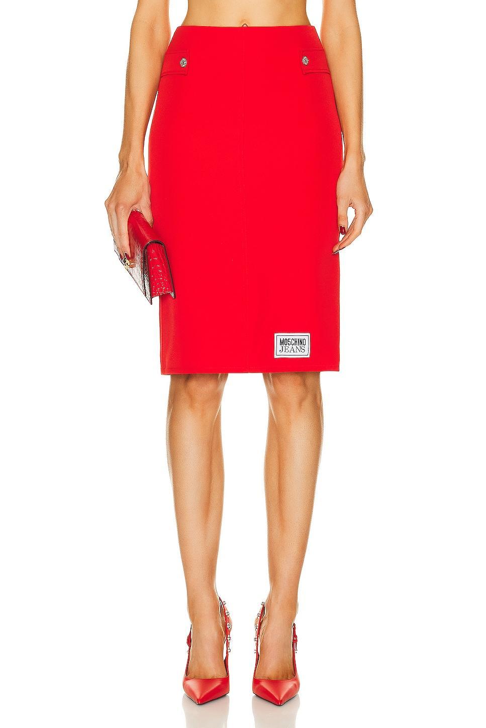 Moschino Jeans Cady Skirt Red. (also in ). Product Image