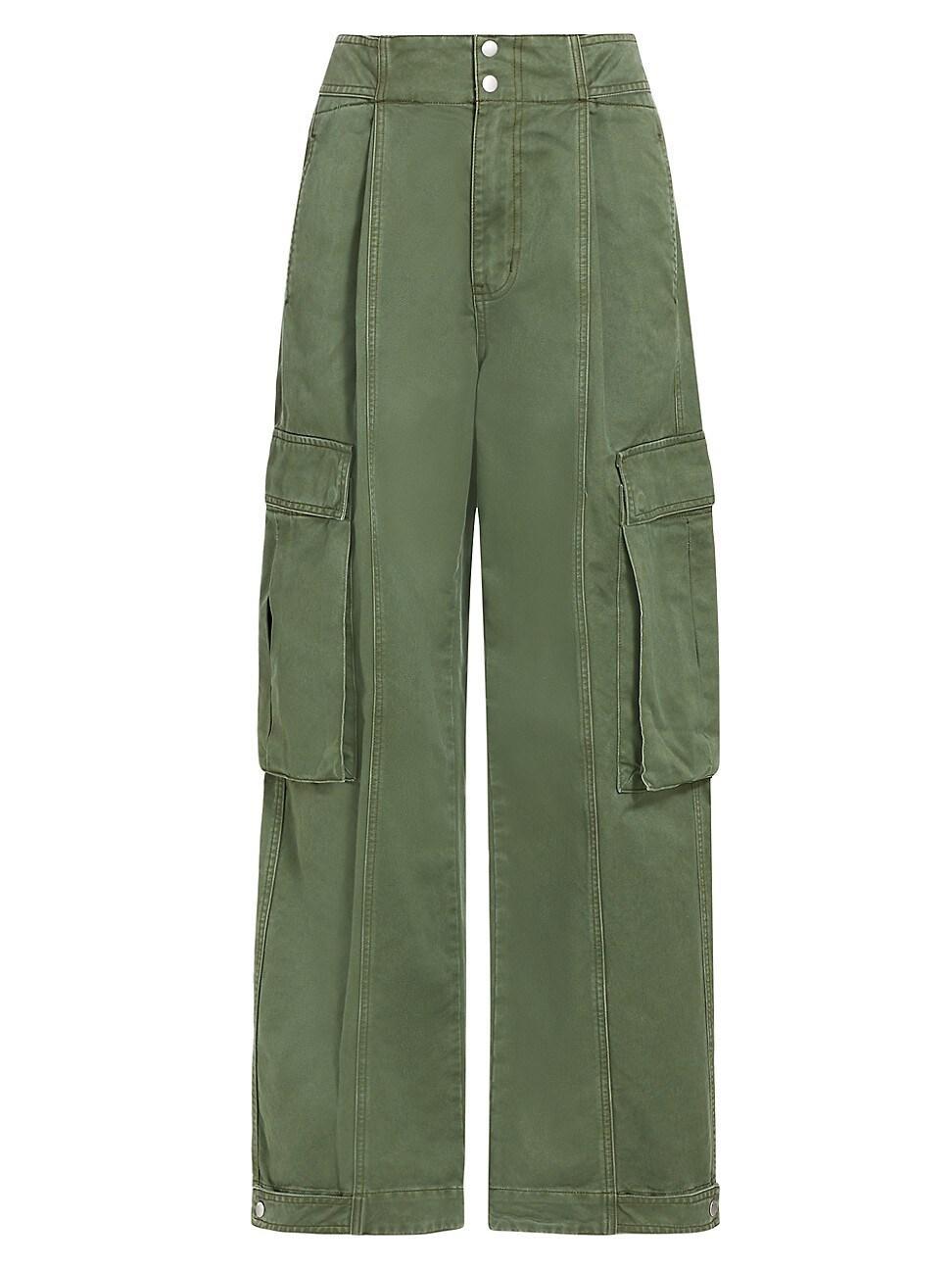 Womens Pleated Wide-Leg Cargo Pants Product Image