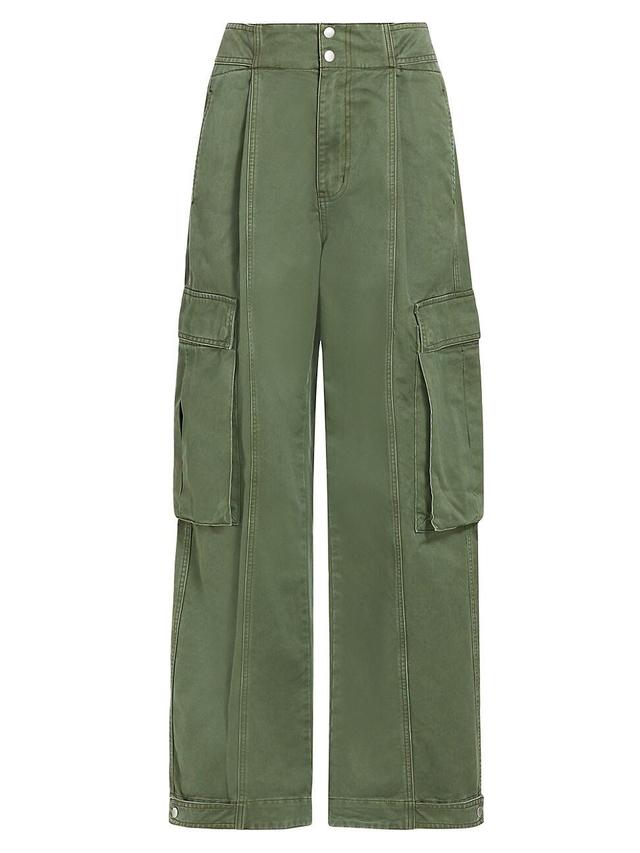 Womens Pleated Wide-Leg Cargo Pants Product Image