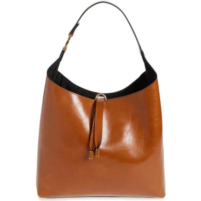 Marcie Hobo Bag In Shiny Calfskin In Clay Brown Product Image