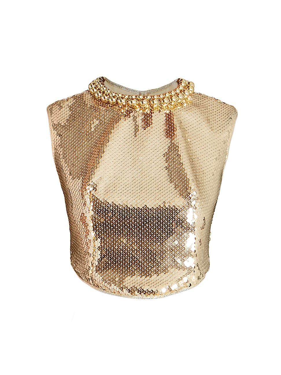 Womens Sequined Crop Top Product Image