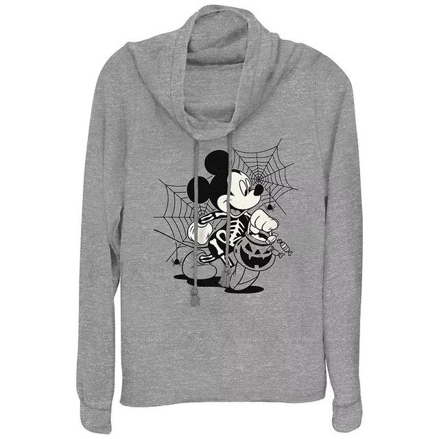 Disneys Mickey Mouse Skeleton Trick Or Treater Plus Size Cowlneck Graphic Lightweight Long Sleeve, Womens Gray Grey Product Image