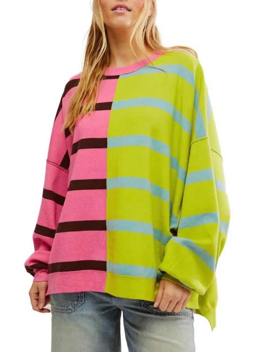 FREE PEOPLE Uptown Stripe Sweatshirt In Multi Product Image