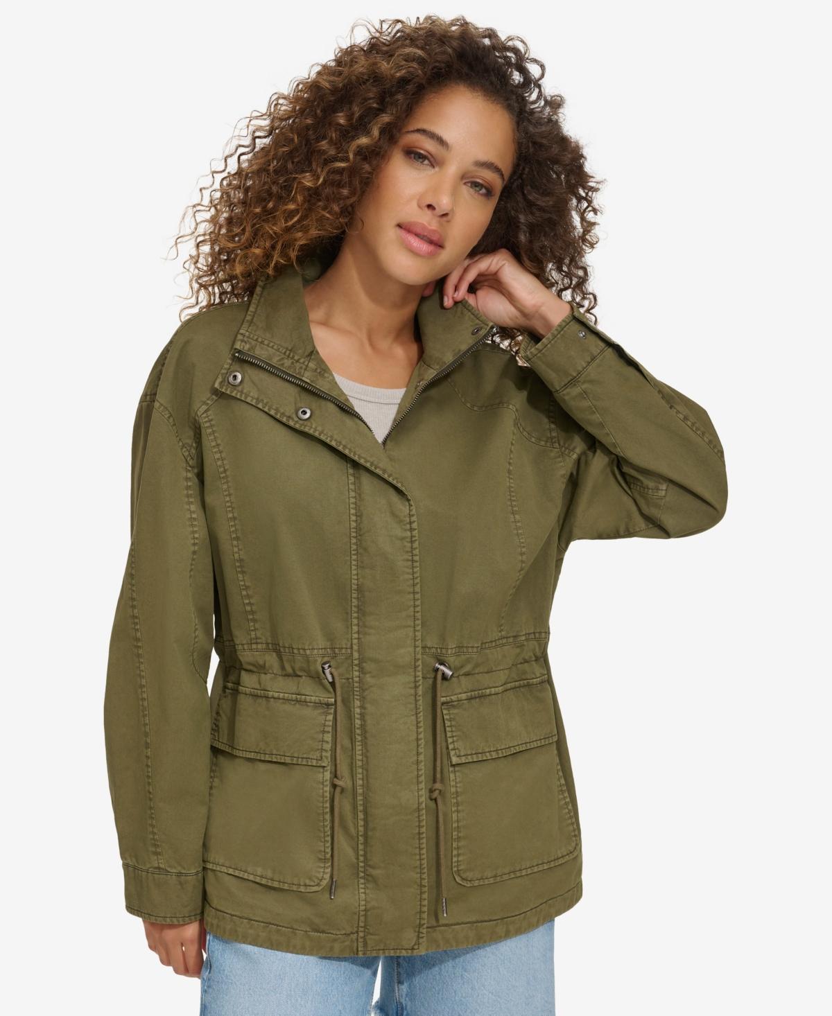 Womens Levis Lightweight Stand Collar Anorak Military Jacket Green Product Image