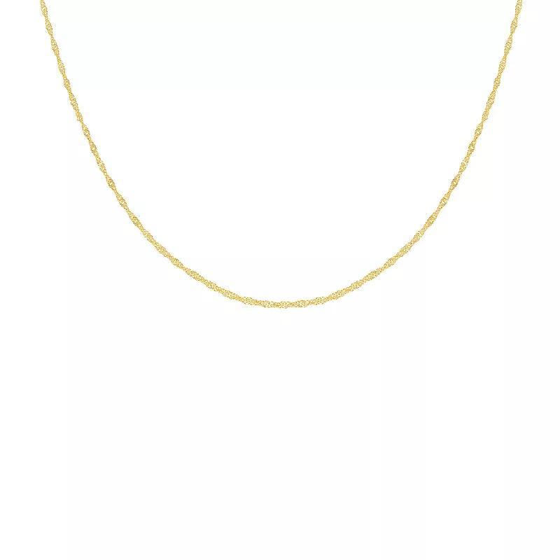 PRIMROSE 14k Gold 0.95 mm Diamond-Cut Twisted Curb Chain Necklace, Womens 14k Yellow Gold Product Image