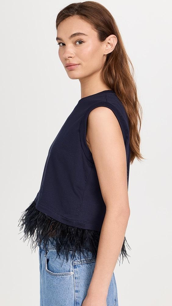 Cinq à Sept Cropped Feather Tee | Shopbop Product Image