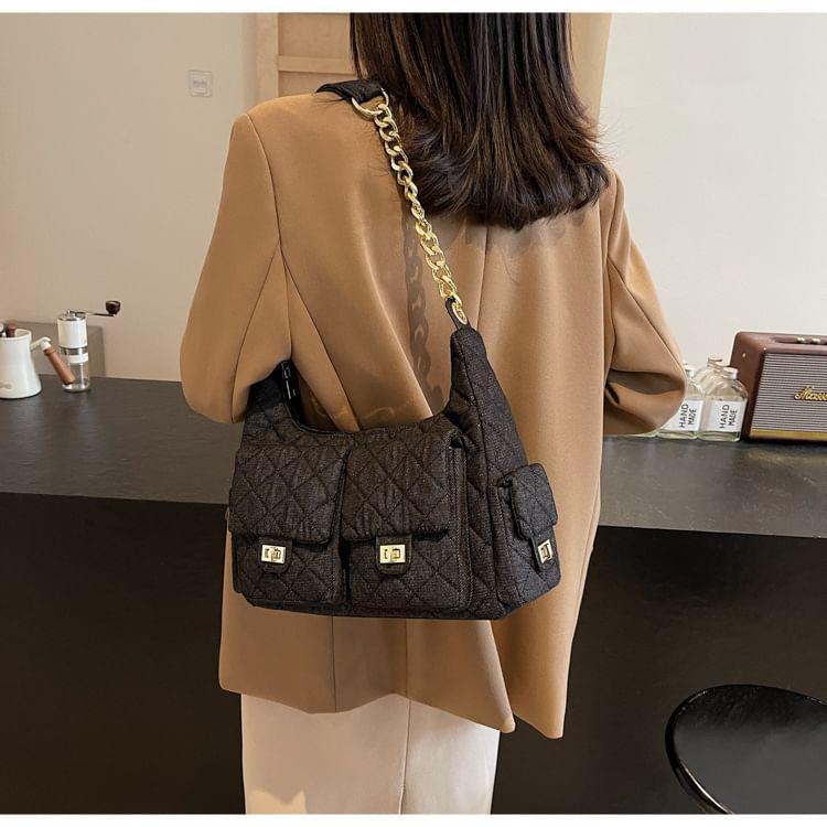 Chain Strap Quilted Multi-Pocket Crossbody Bag Product Image