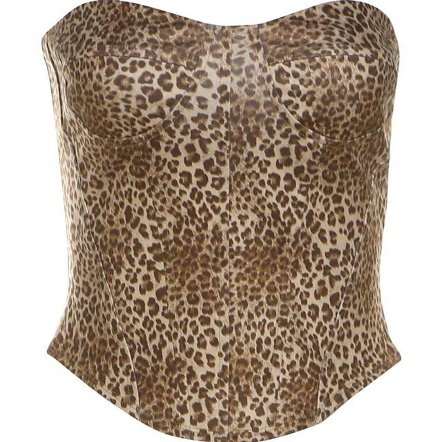 Leopard Print Asymmetrical Halter Top Product Image