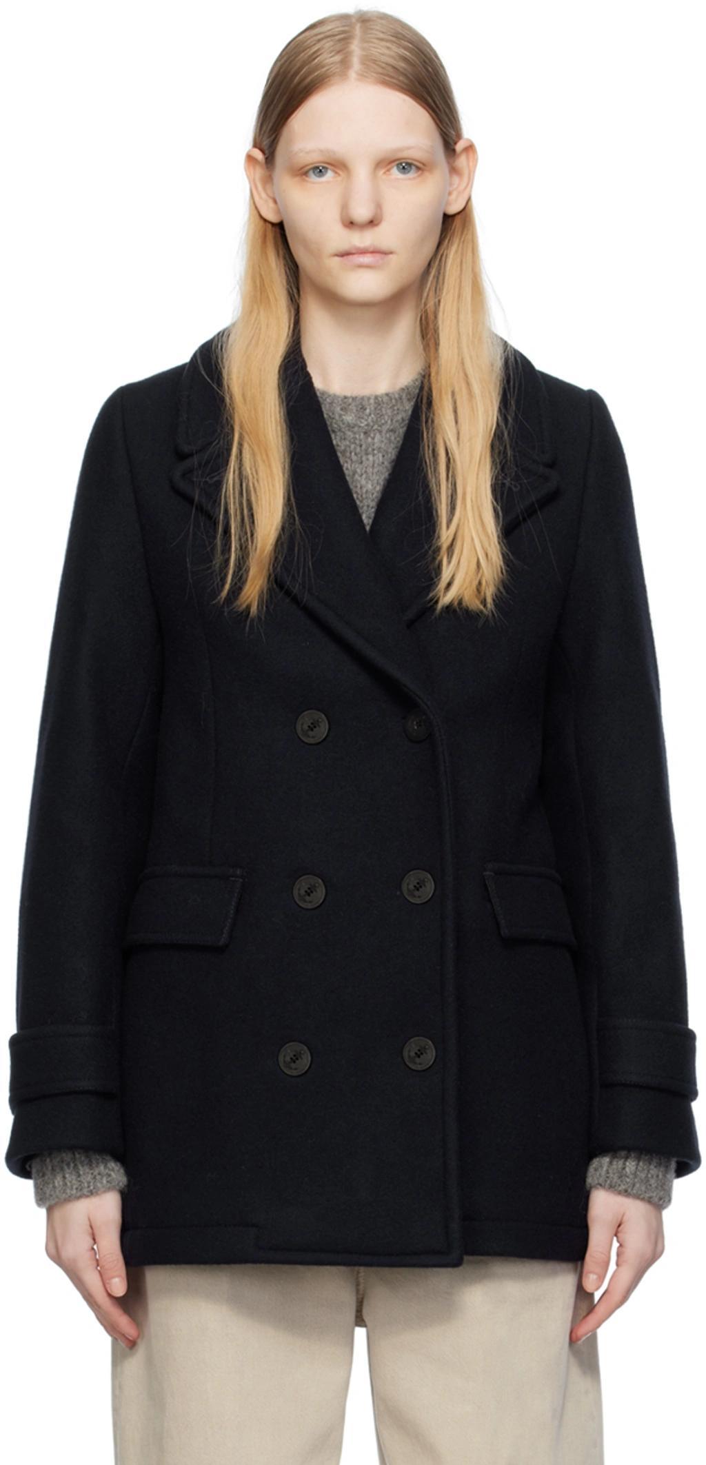 Navy Double-breasted Coat In 016 Navy product image