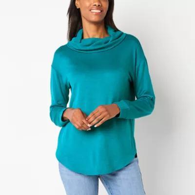 St. John's Bay Womens Cowl Neck Long Sleeve Tunic Top Product Image