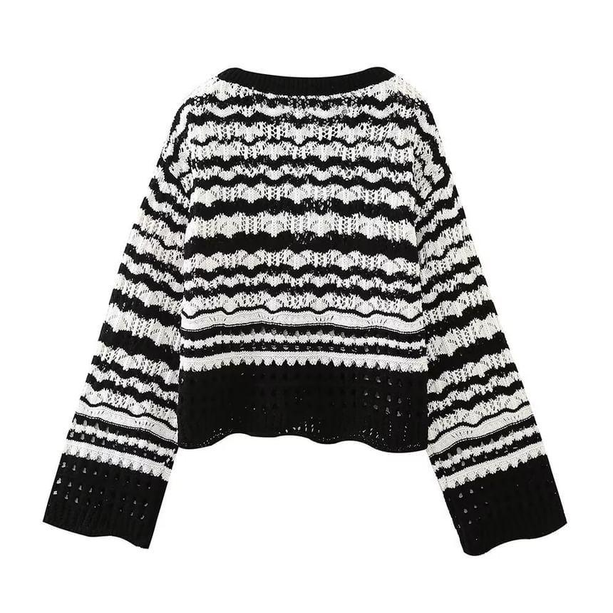 Crew Neck Striped Sweater Product Image