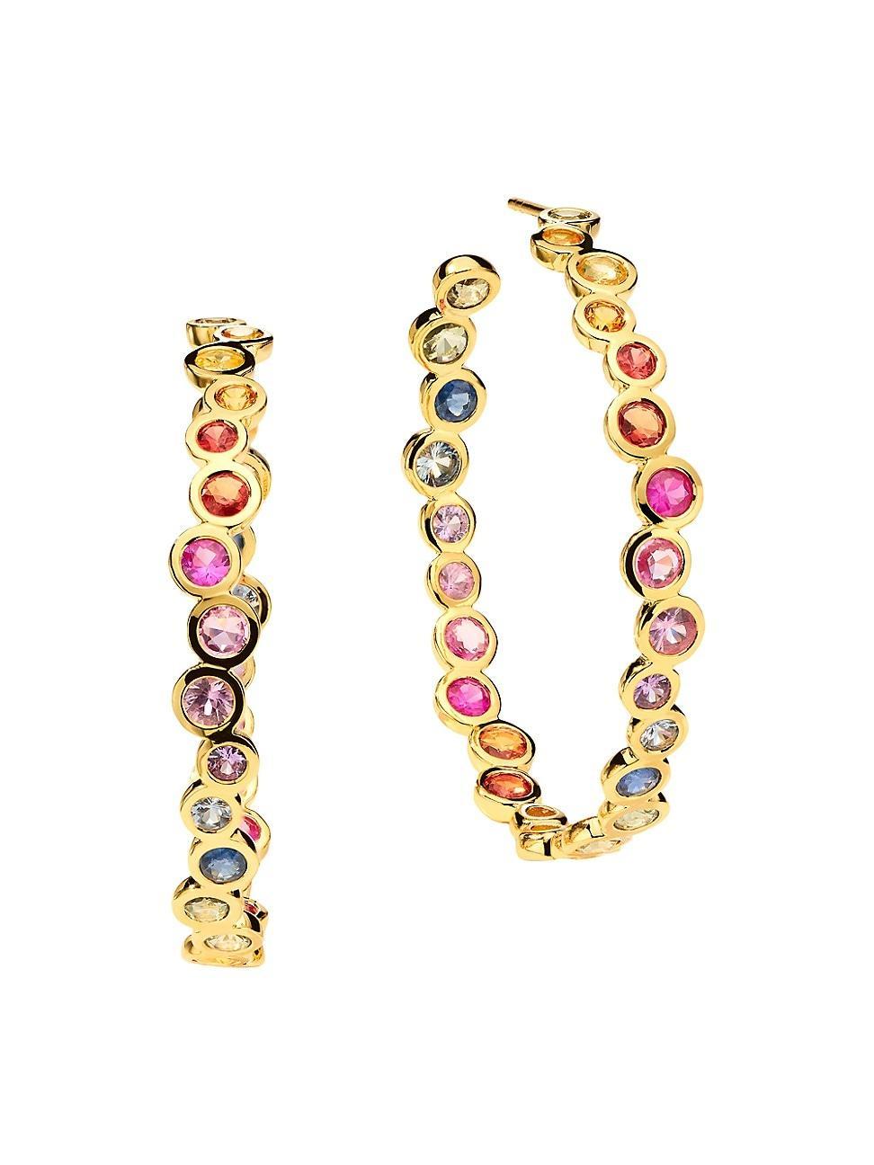 18K Starlet Hoop Earrings in Sapphire Rainbow Product Image