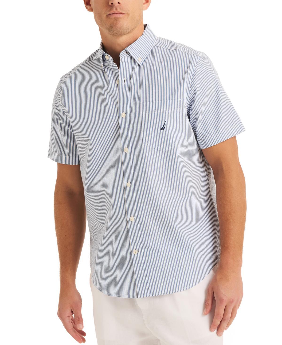 Nautica Mens Striped Seersucker Short Sleeve Button-Down Shirt Product Image