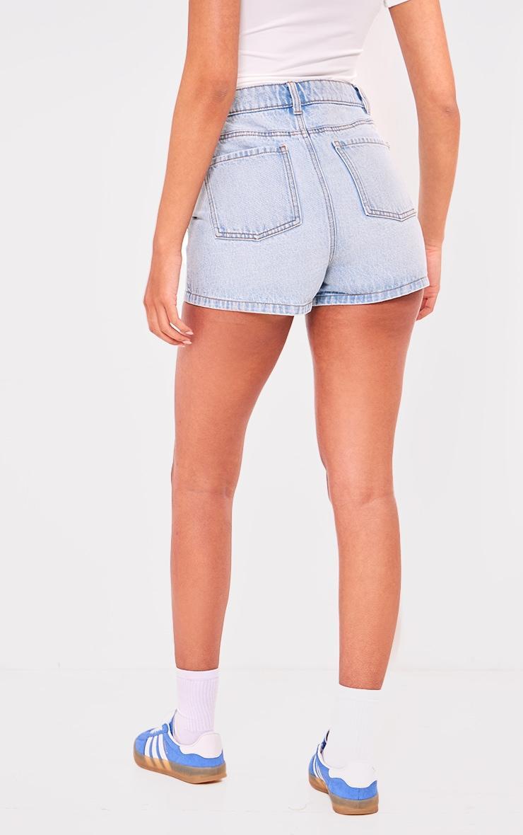 PRETTYLITTLETHING Tall Light Blue Wash Basic Denim Shorts Product Image