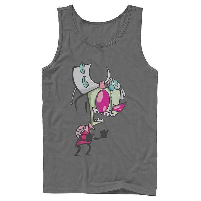 Mens Nickelodeon Invader Zim Menacing Laugh Tired Gir Portrait Graphic Graphic Tank Top Grey Product Image