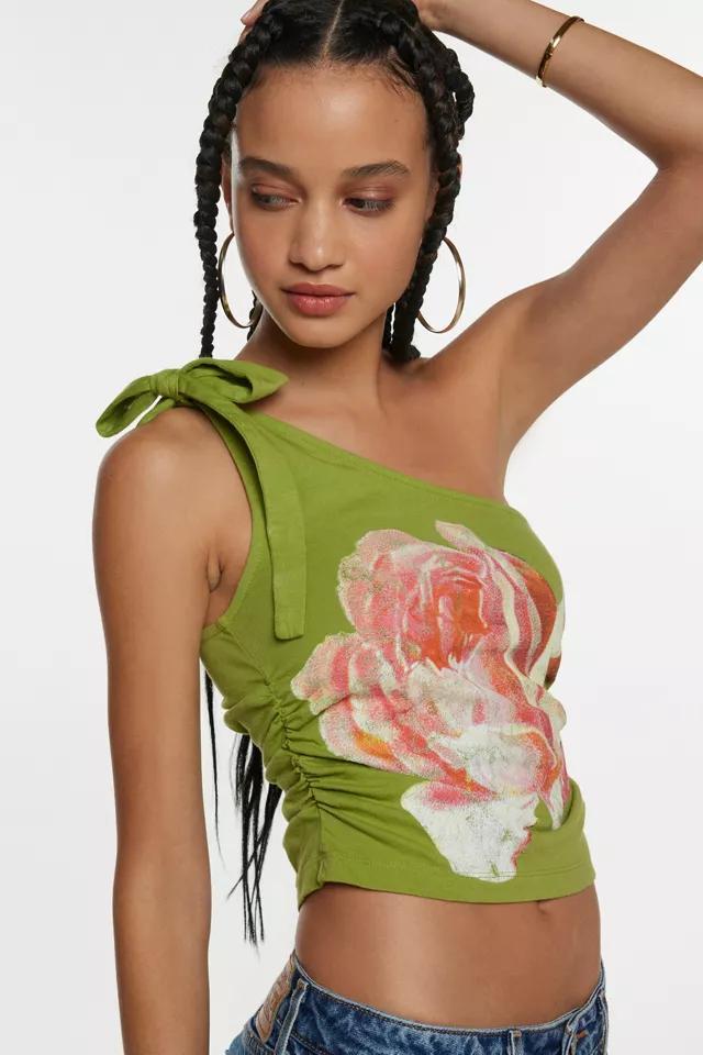 One-Shoulder Rose Graphic Tank Top Product Image