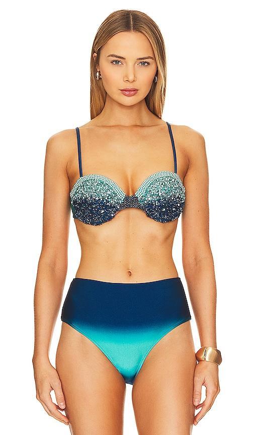 X Alessandra Ambrioso Hand-beaded Ombre Bikini Top Product Image