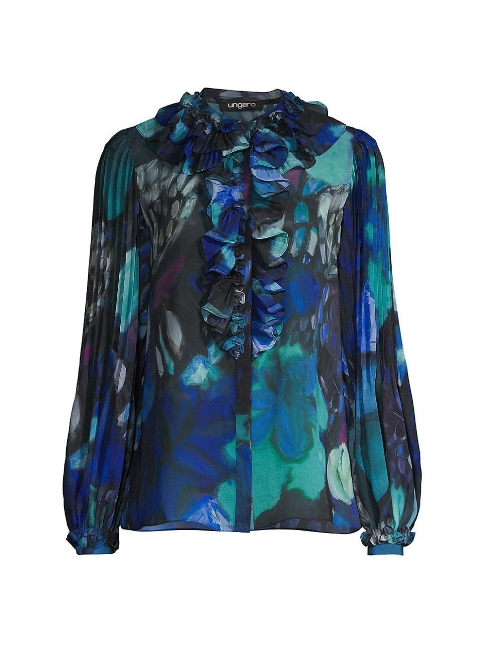 Womens Nicole Ruffled Floral Blouse Product Image