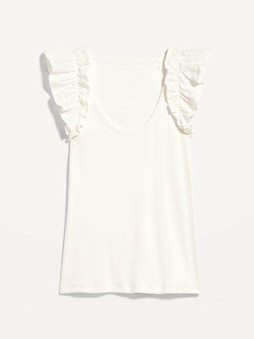 Ruffled Mixed Fabric Tank Top Product Image