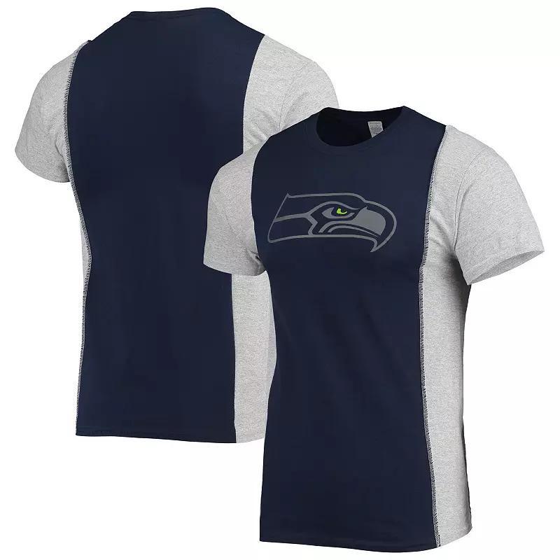 Mens Refried Apparel College /Heathered Gray Seattle Seahawks Sustainable Split T-Shirt Blue Product Image