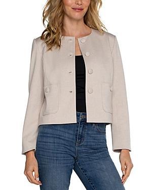 Liverpool Los Angeles Boxy Cropped Yarn Dye Knit Jacket (Stone/Tan) Women's Vest Product Image