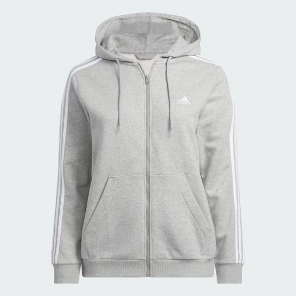 Essentials 3-Stripes Full-Zip Fleece Hoodie (Plus Size) Product Image