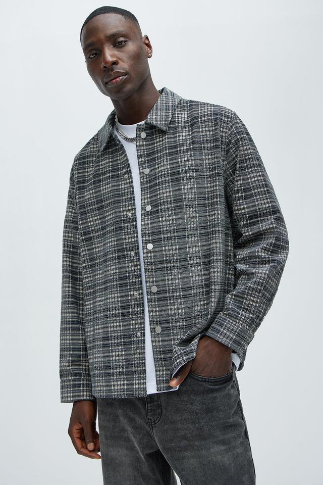 Walter Textured Plaid Overshirt - Black/combo Product Image