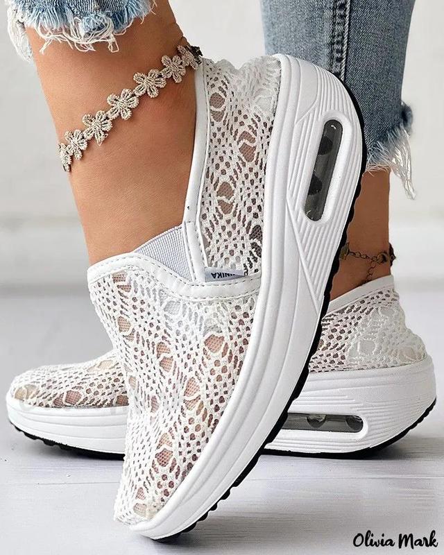 Olivia Mark – Premium Lace Slip-on Sneakers with Enhanced Breathability Product Image