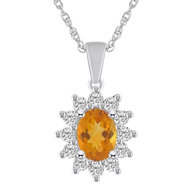 Alyson Layne 14k White Gold Oval Citrine & 5/8 Carat T.W. Diamond Pendant Necklace, Womens Orange Product Image