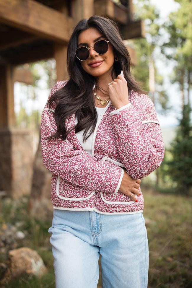 Set Me Free Berry Floral Quilted Jacket product image