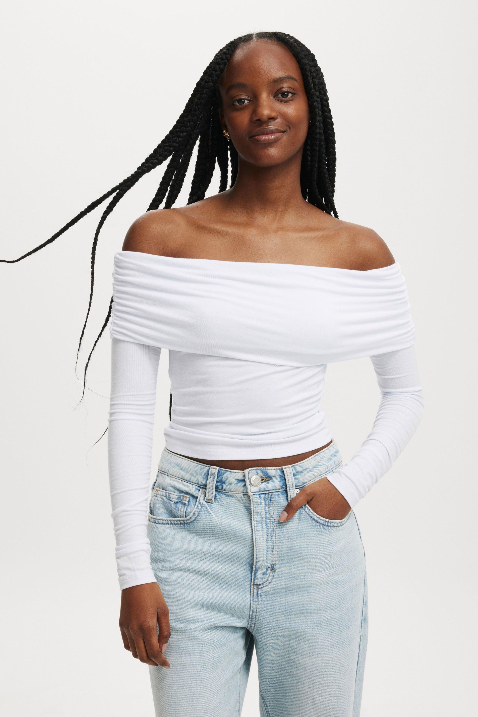 Cotton On Women - Rhi Gathered Off The Shoulder Long Sleeve - White Product Image