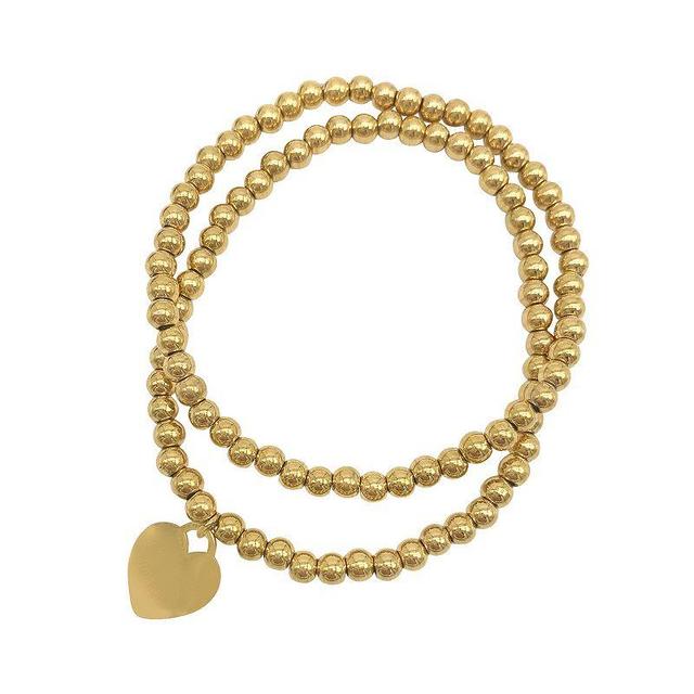 Adornia 14k Gold Plated Ball Bracelet Duo Set, Womens, Gold Tone Product Image