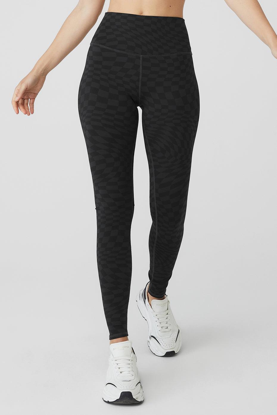 Alo Yoga | Jacquard High-Waist Checkered Legging Grey Product Image