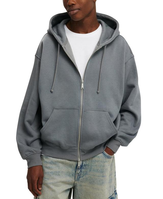 Cotton On Mens Box Fit Zip Up Hoodie - Slate Stone Product Image