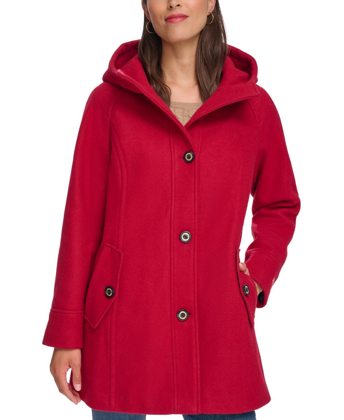 Tommy Hilfiger Womens Hooded Button-Front Coat, Created for Macys Product Image