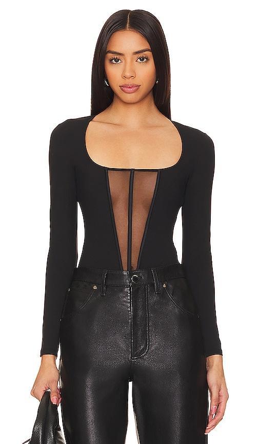 fleur du mal Long Sleeve Jersey Bodysuit Black. (also in S). Product Image