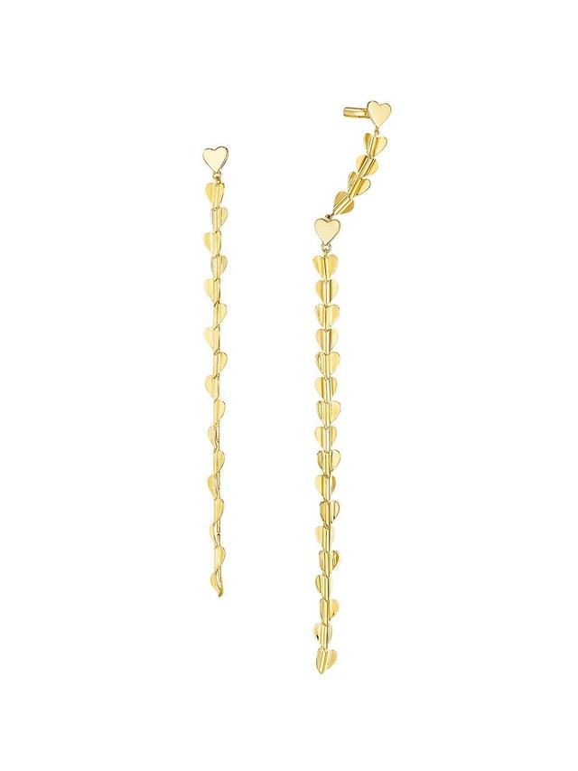 Womens Wings Of Love 18K Gold Heart Linear Drop Earrings Product Image