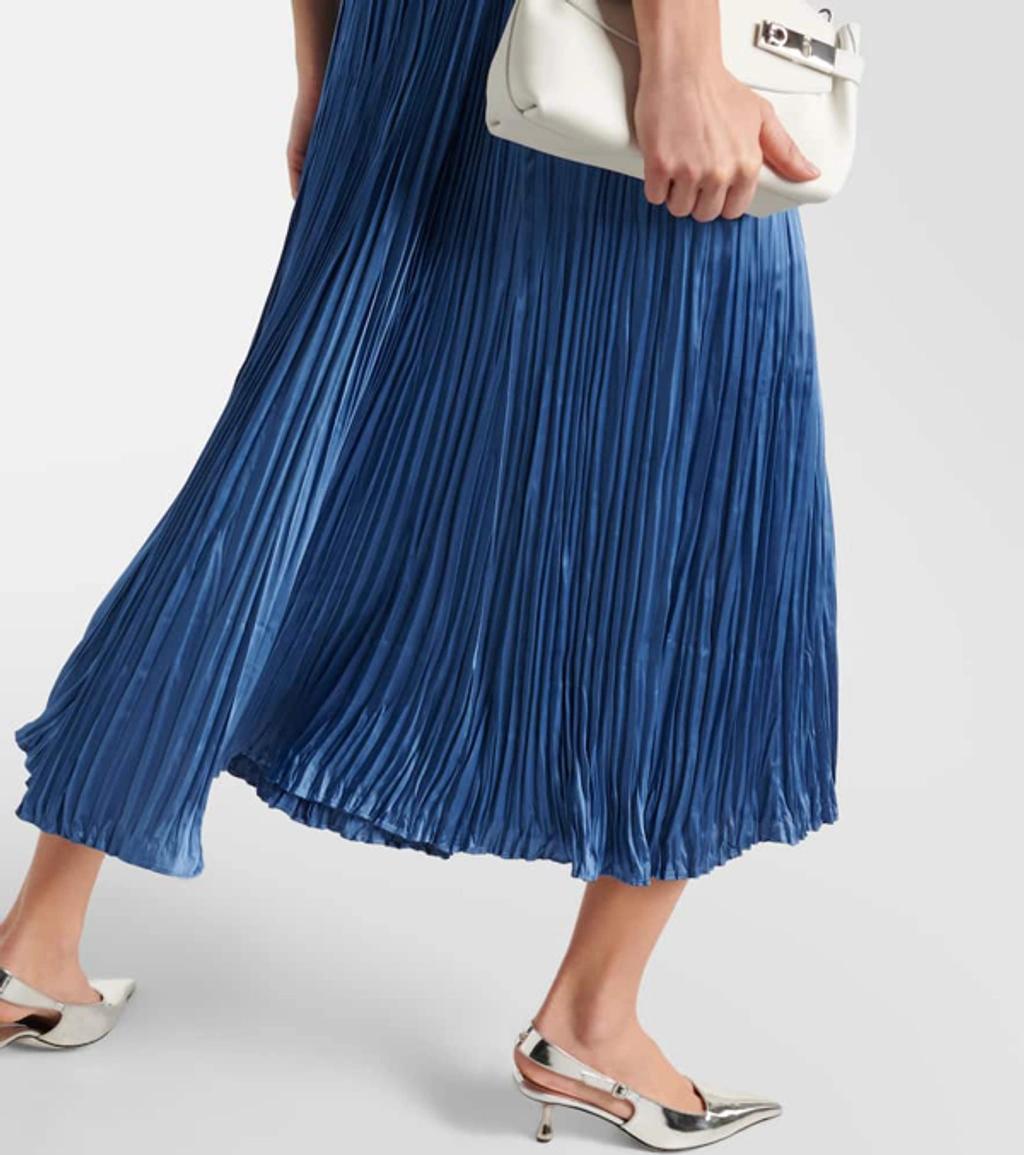 Pleated Midi Dress In Blue Product Image