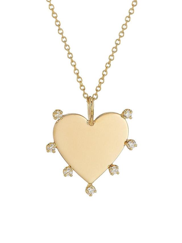 Womens Prong Diamonds 14K Yellow Gold & 0.14 TCW Diamond Medium Heart Pendant Necklace Product Image