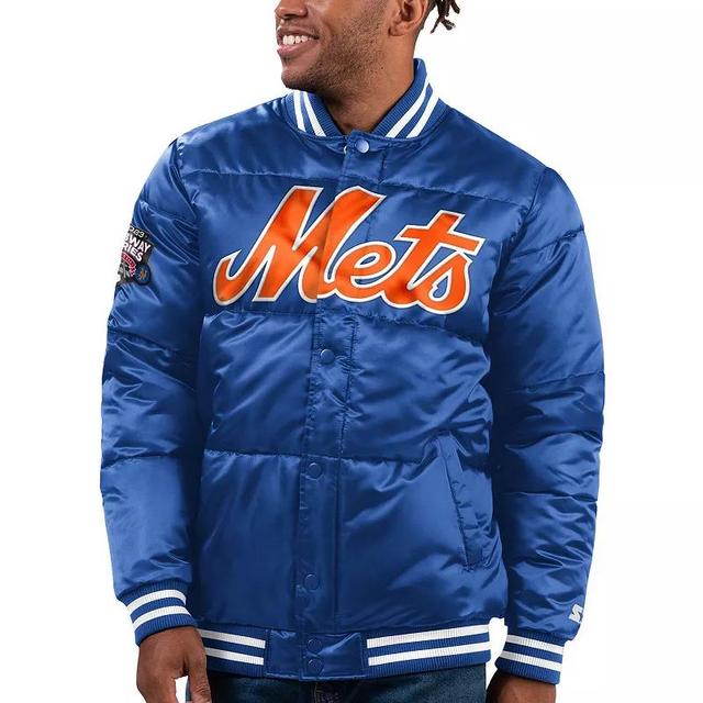 Mens Starter Royal New York Mets Bronx Satin Full-Snap Bomber Jacket Product Image